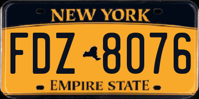 NY license plate FDZ8076