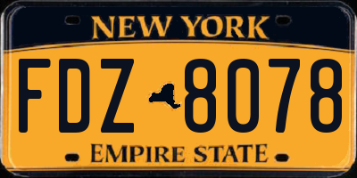 NY license plate FDZ8078