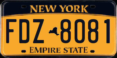 NY license plate FDZ8081