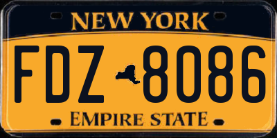 NY license plate FDZ8086
