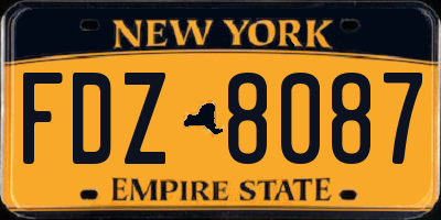 NY license plate FDZ8087