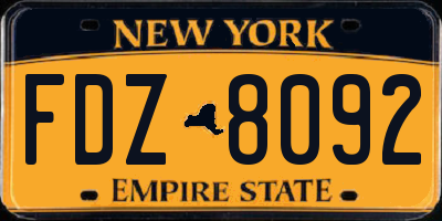 NY license plate FDZ8092