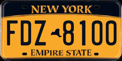 NY license plate FDZ8100