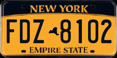 NY license plate FDZ8102