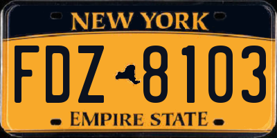 NY license plate FDZ8103