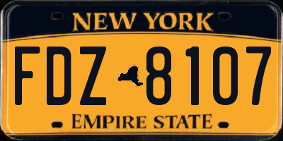NY license plate FDZ8107