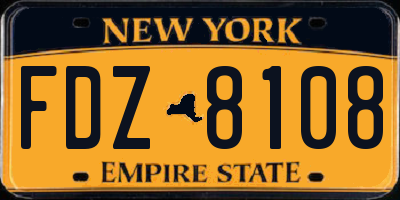 NY license plate FDZ8108