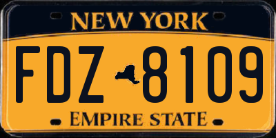 NY license plate FDZ8109
