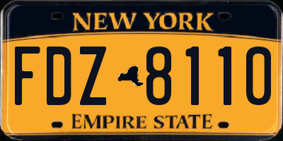 NY license plate FDZ8110