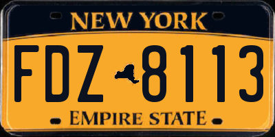 NY license plate FDZ8113