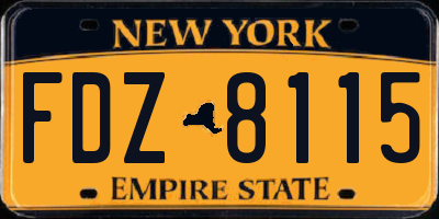 NY license plate FDZ8115