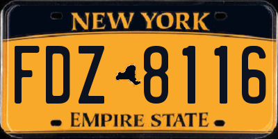 NY license plate FDZ8116