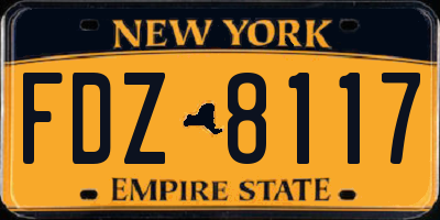 NY license plate FDZ8117