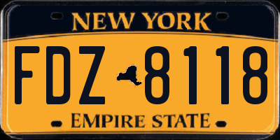 NY license plate FDZ8118