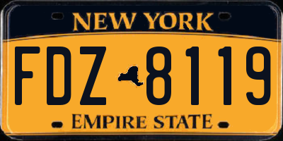 NY license plate FDZ8119
