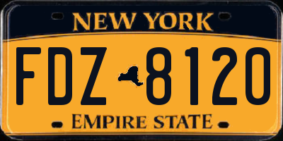 NY license plate FDZ8120