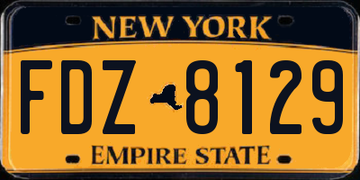 NY license plate FDZ8129