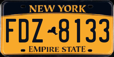 NY license plate FDZ8133