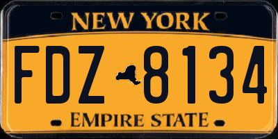 NY license plate FDZ8134