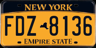 NY license plate FDZ8136