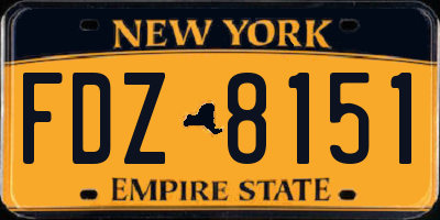 NY license plate FDZ8151