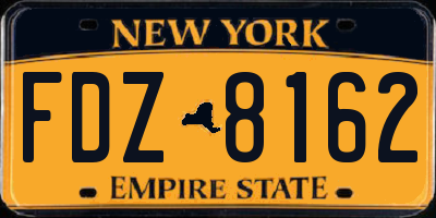 NY license plate FDZ8162