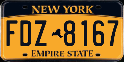 NY license plate FDZ8167