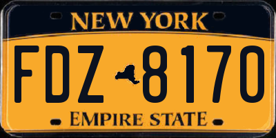 NY license plate FDZ8170