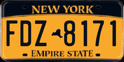 NY license plate FDZ8171