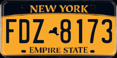 NY license plate FDZ8173