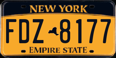 NY license plate FDZ8177