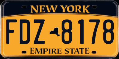 NY license plate FDZ8178