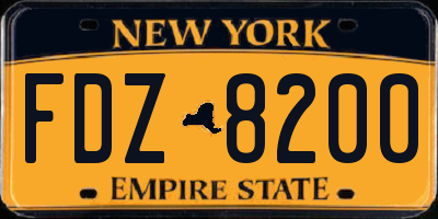 NY license plate FDZ8200