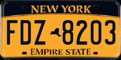 NY license plate FDZ8203