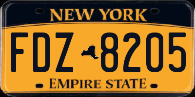 NY license plate FDZ8205