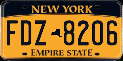 NY license plate FDZ8206
