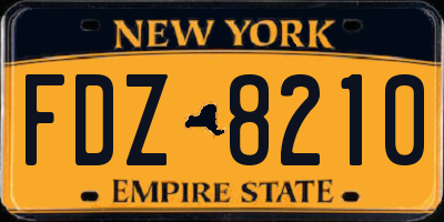NY license plate FDZ8210