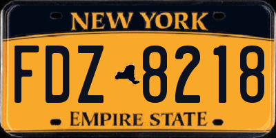 NY license plate FDZ8218