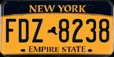NY license plate FDZ8238