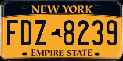 NY license plate FDZ8239