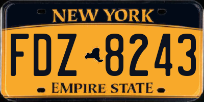 NY license plate FDZ8243
