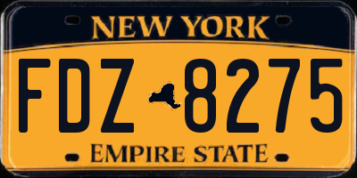 NY license plate FDZ8275