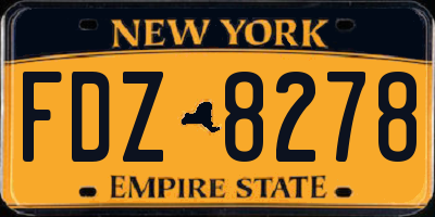 NY license plate FDZ8278