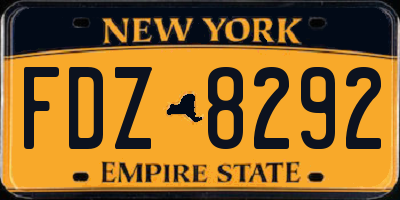 NY license plate FDZ8292