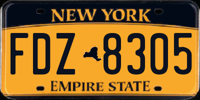 NY license plate FDZ8305