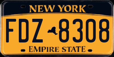 NY license plate FDZ8308