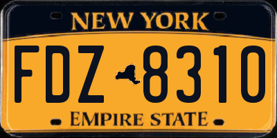 NY license plate FDZ8310