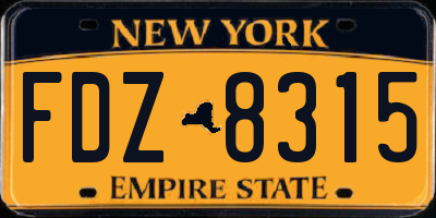 NY license plate FDZ8315
