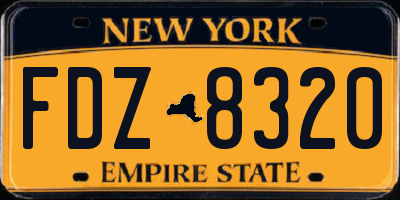 NY license plate FDZ8320