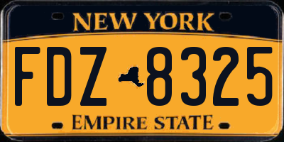 NY license plate FDZ8325